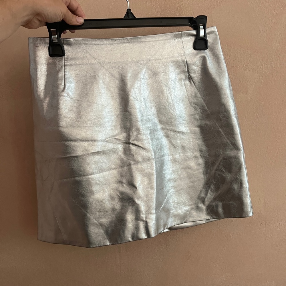 Metallic Silver Mini Skirt
